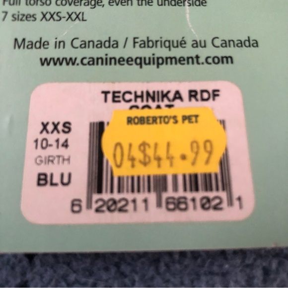Dog Jacket NWT from Technika Canine Equipment - Made in Canada - XXS - Picture 8 of 9
